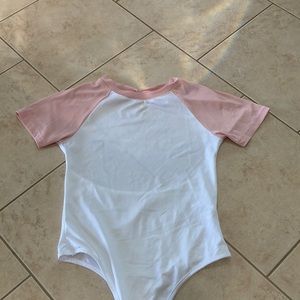 Pink and white,  backless bodysuit. Size Small from SHEIN